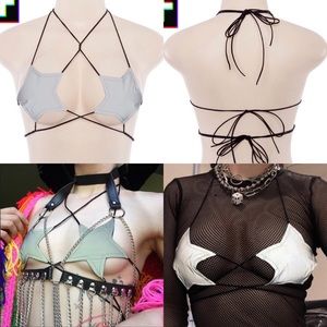 Reflective Star Strappy Bra Top